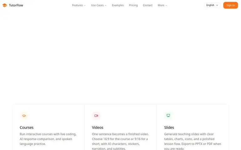 Screenshot of the TutorFlow homepage