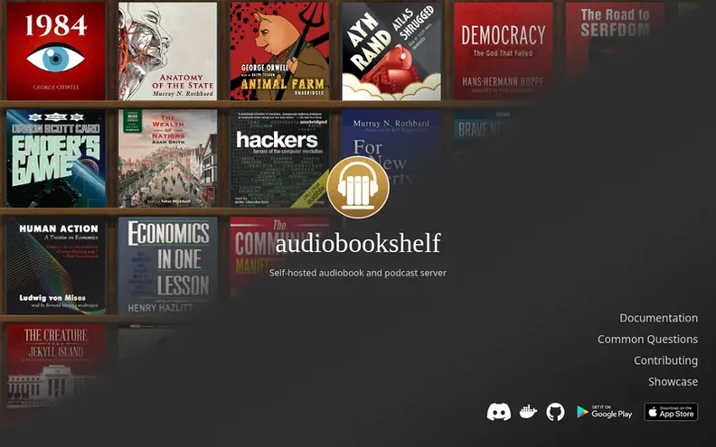 Screenshot of the Audiobookshelf homepage